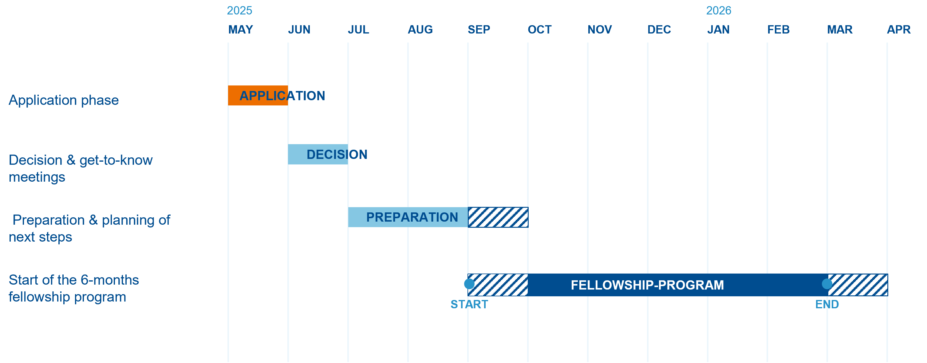 Graphic showing the application process for ALPLA's stay abroad programme for young professionals