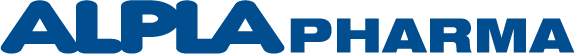 ALPHA PHARMA logo in blue text.