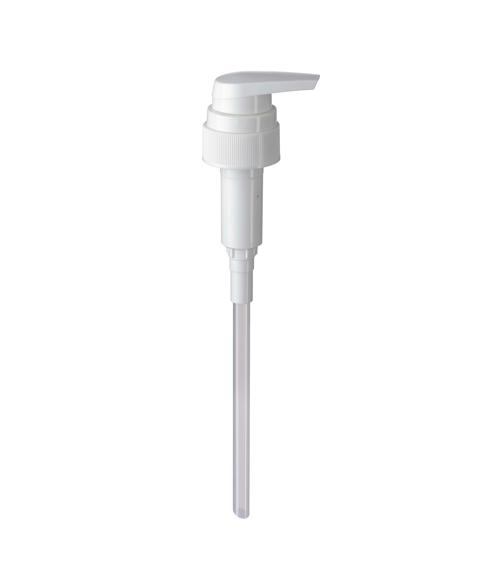 White plastic pump dispenser for bottles.