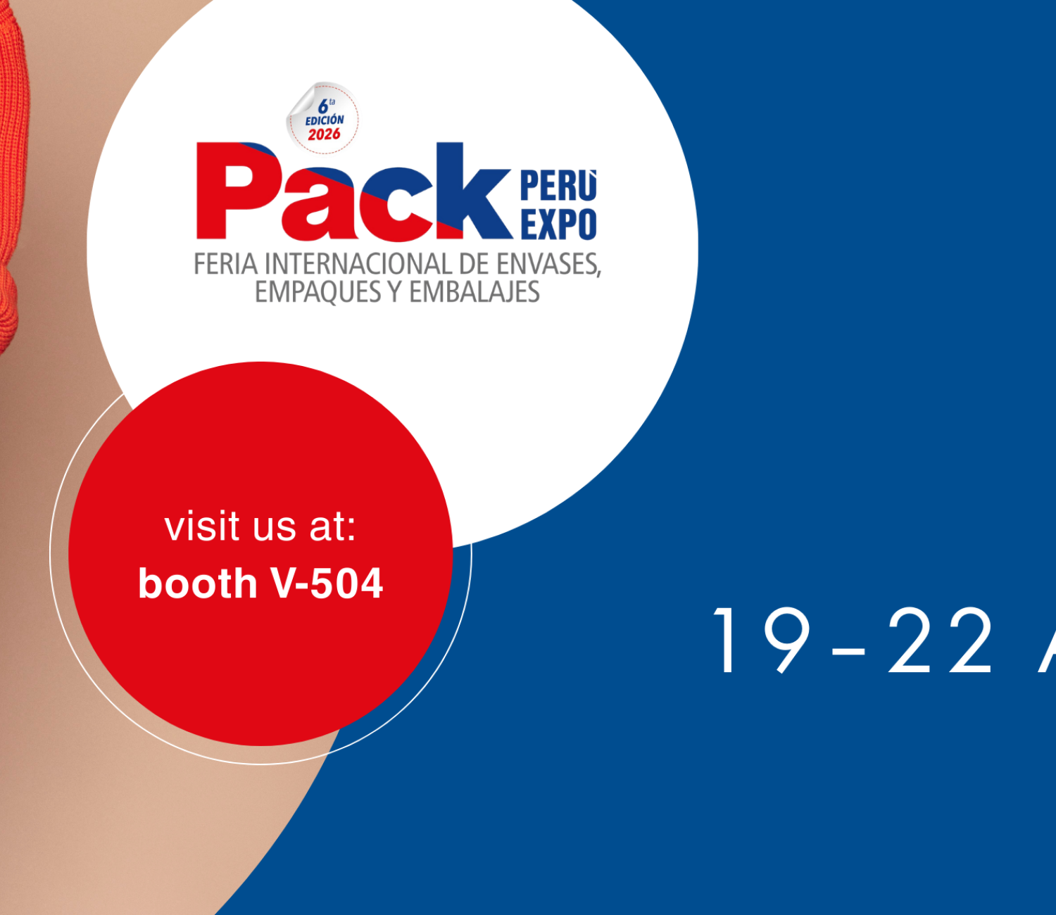 Exhibition banner for Pack Peru, 2026, ALPLA booth V-504
