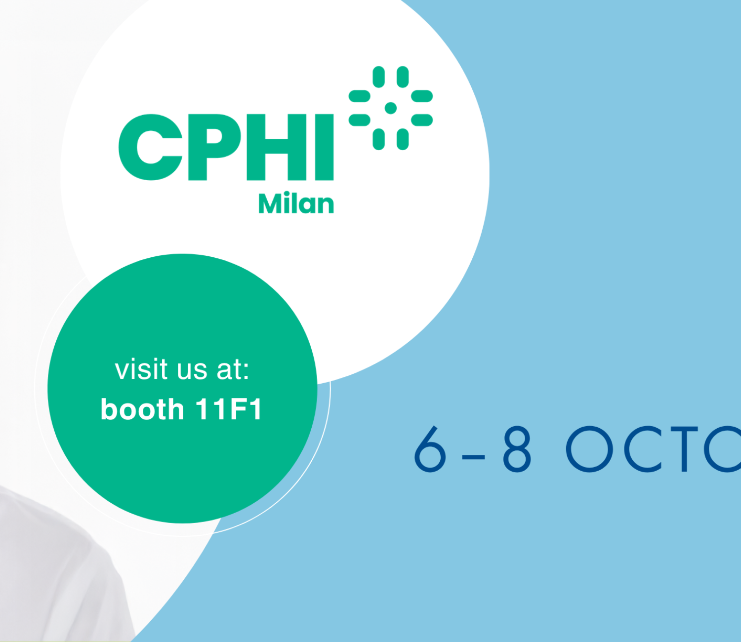Exhibition banner for CPHI Milan, 2026, ALPLApharma booth 11F1
