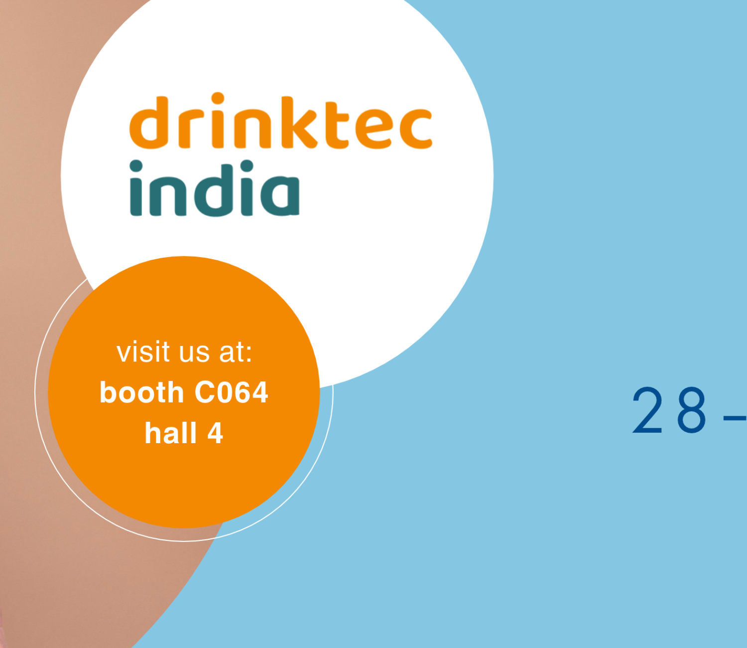 Exhibition banner for drinktec india, 2026, ALPLA booth C064, hall 4