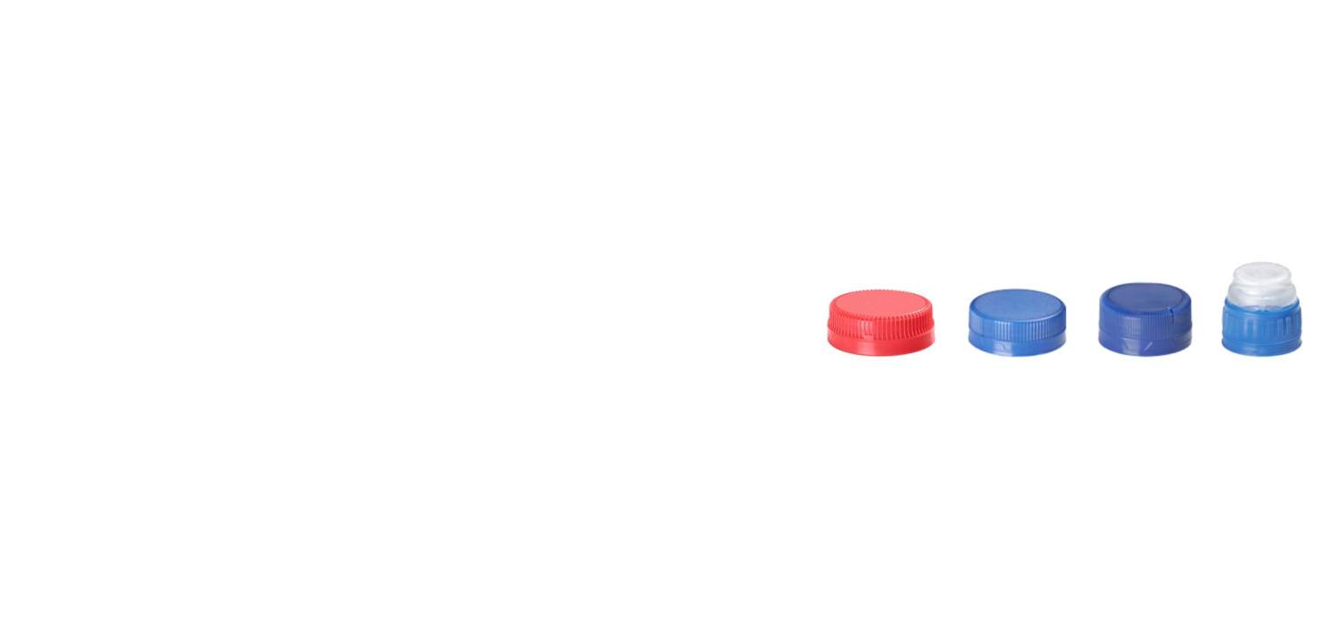 Four colored dots, from red to blue, on a white background.