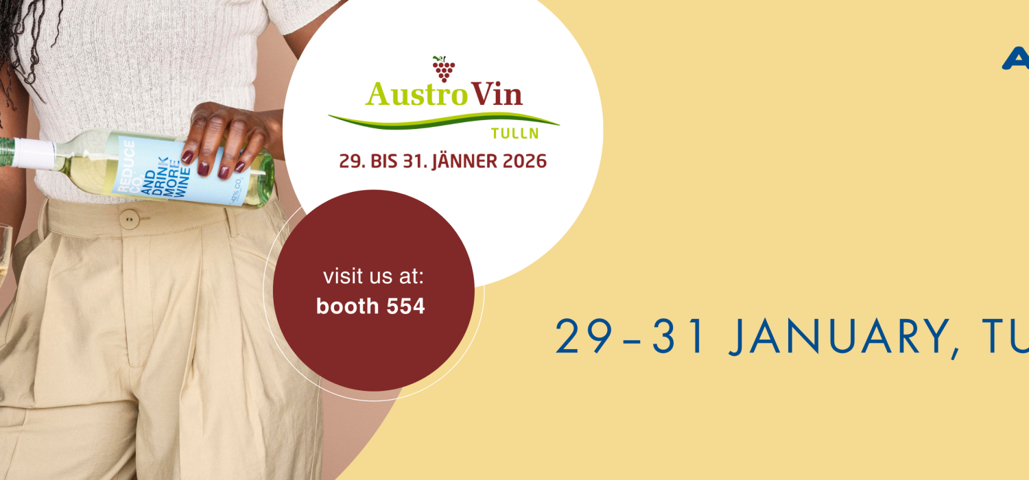 Person holding water bottle and glass, details for event 29-31 January, Tulln, with ALPLA logo.