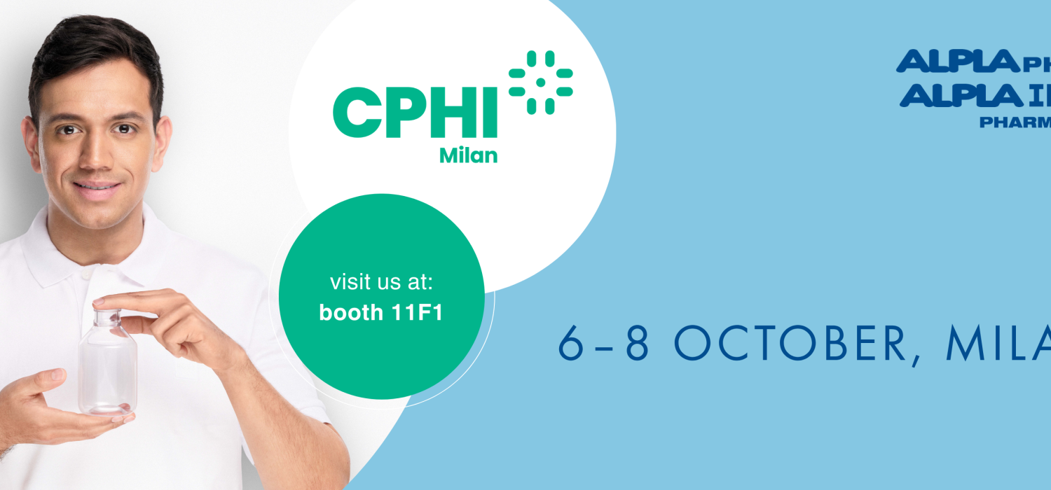 Exhibition banner for CPHI Milan, 2026, ALPLApharma booth 11F1
