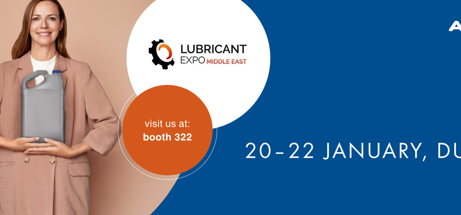 Exhibition banner for Lubricant Expo Dubai, 2026, ALPLA booth 322