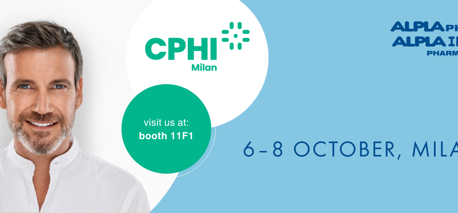 Exhibition banner for CPHI Milan, 2026, ALPLApharma booth 11F1