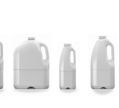 Group shot of the eco-bottle for milk and dairy in different sizes manufactured by ALPLA