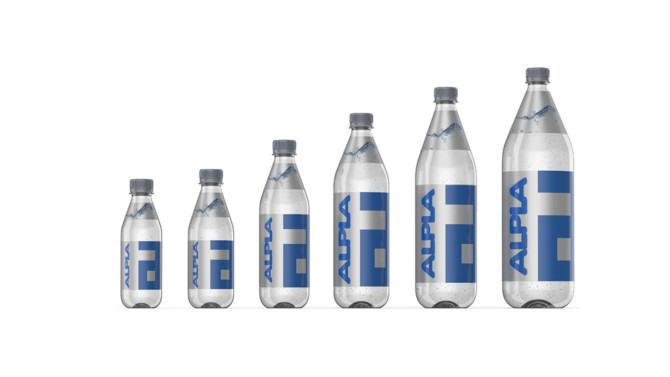 Reusable PET bottles in different fill volumes for soft drinks and mineral water