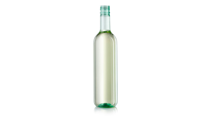 PET wine bottle manufactured by ALPLA that is filled with wine
