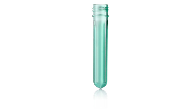 A preform of the PET wine bottle manufactured by ALPLA