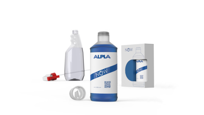 The "NOW" refill sytem manufacatured by ALPLA, that is poured in an ALPLA bottle
