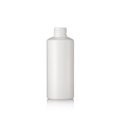 White plastic bottle for home care, personal care and chemical packaging applications.
